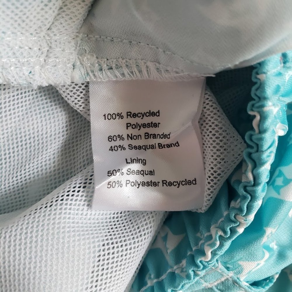 Marwida Mens Swim Trunks Large Aqua Star Luxury Recycled Fabric Pockets NEW - Picture 9 of 11